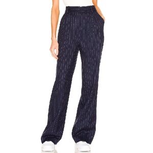 Favorite Daughter Navy Pinstripe Trousers, Size 6